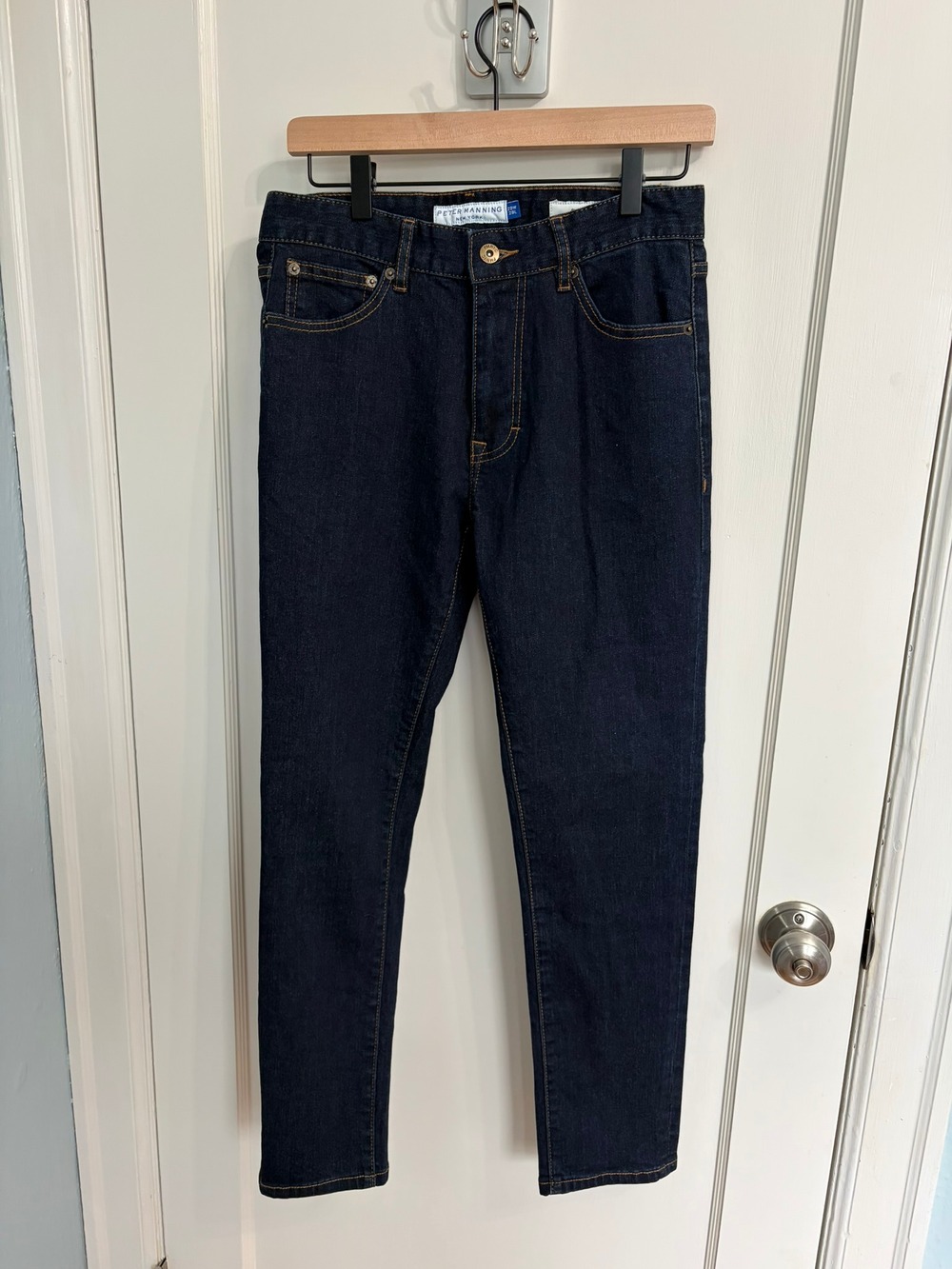 Peter Manning NY Mens Jeans 29W 28L Slim Fit Dark Wash Stretch Short Men VG